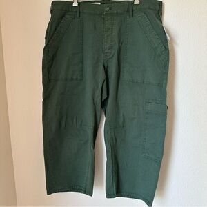 Pilcro Anthropologie Millie Barrel Pant Cropped Utility Green Women 18W NWT FLAW